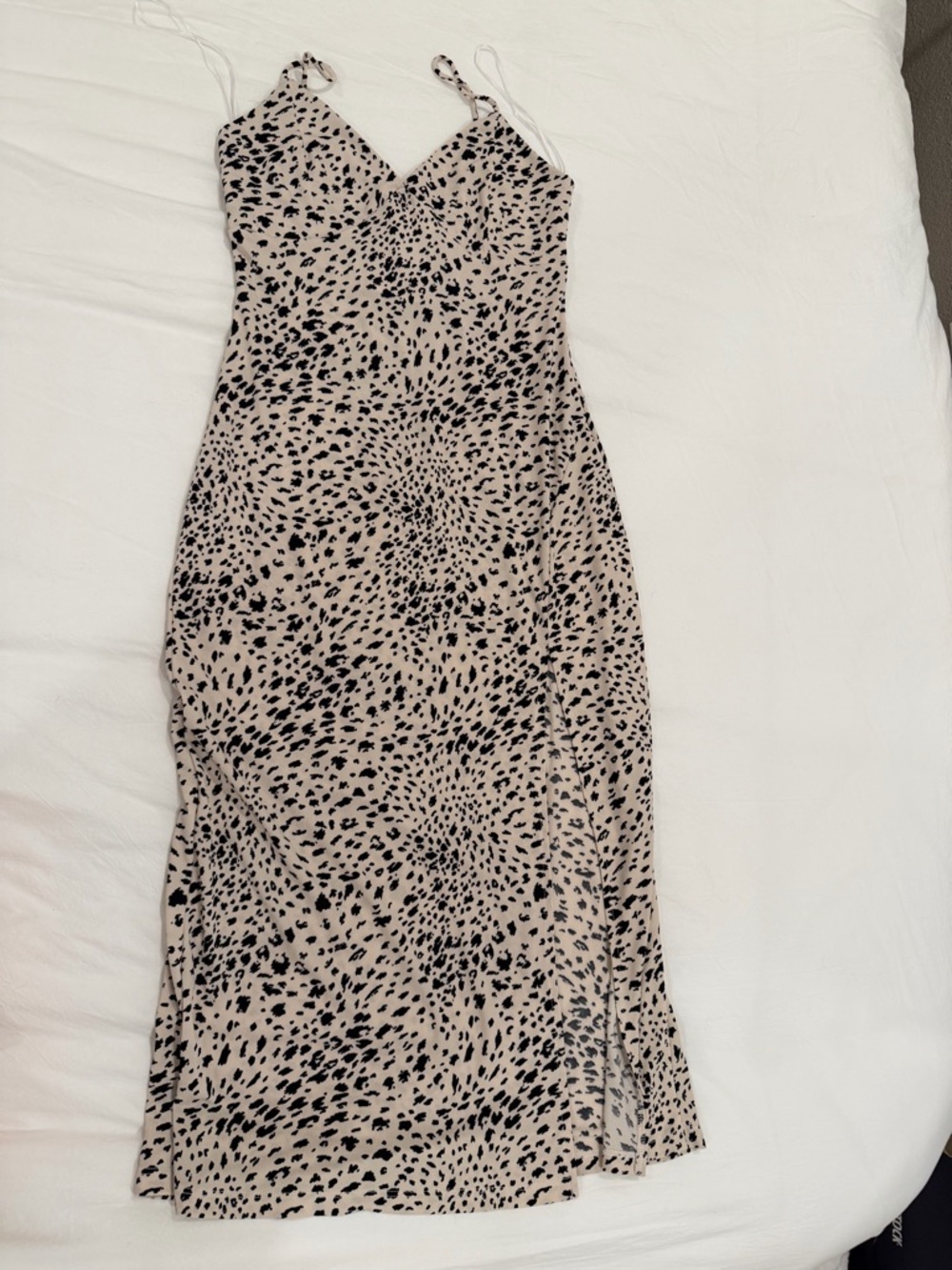 Neutral Animal Print Slip Dress with Spaghetti Straps